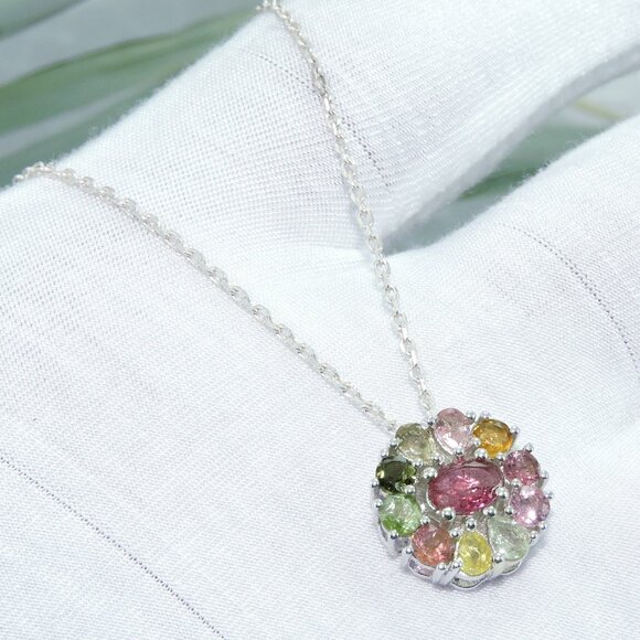 Tourmaline Pendant, Sterling Silver Pendant Necklace - Picture 5 of 6